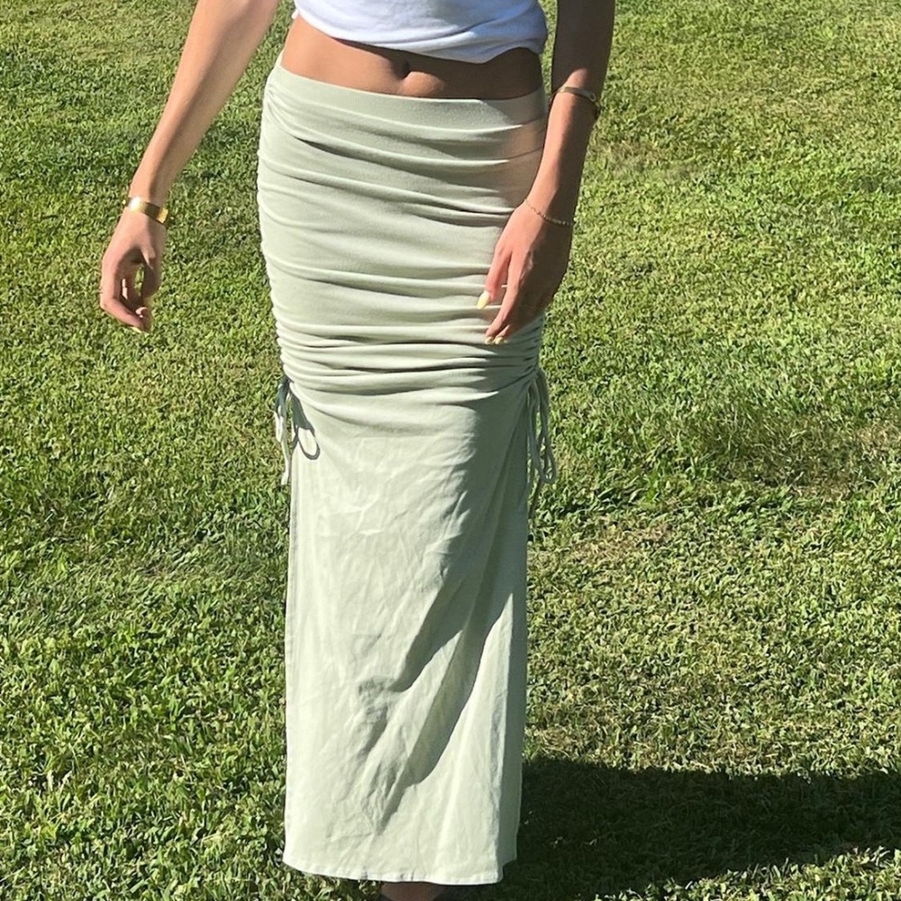 princess polly green kartia ruched skirt